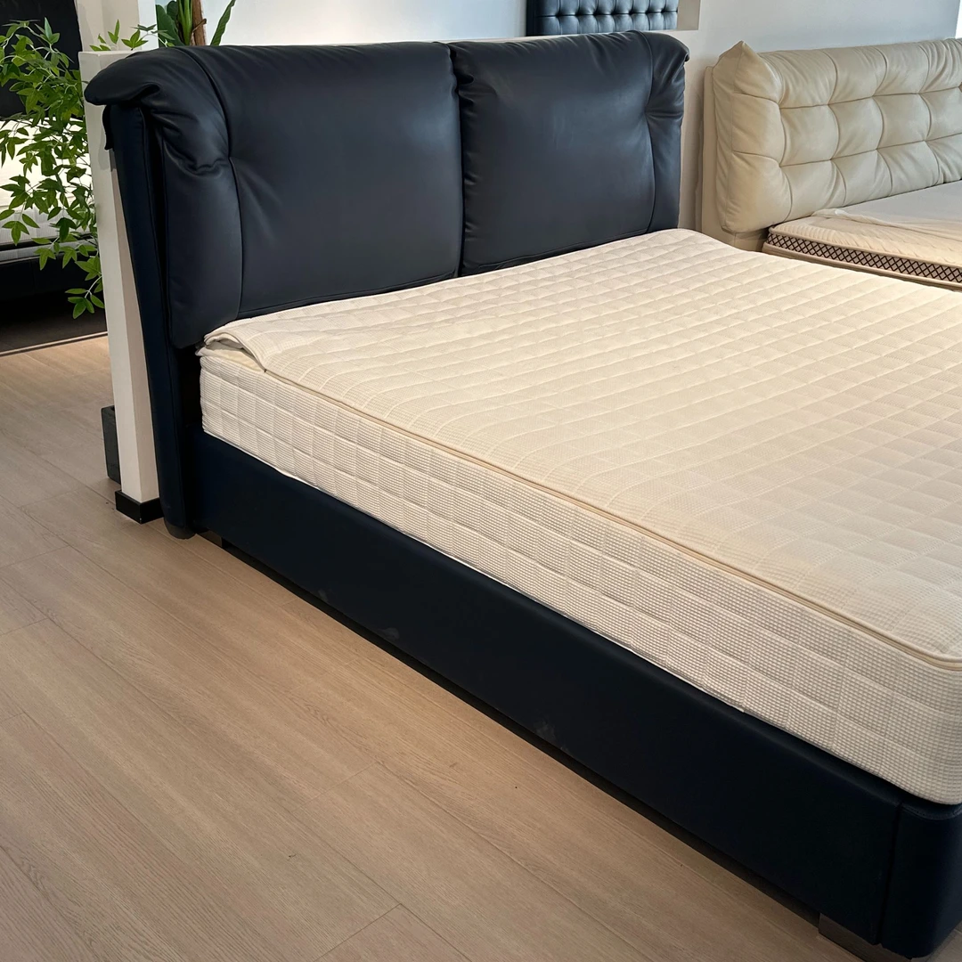 时增茅台系列半青皮头层皮床主卧大靠软包床意式极简真皮大床