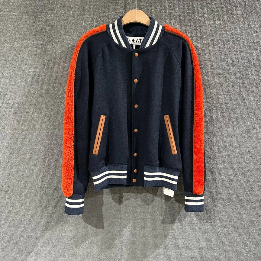 99新 LOEWE/罗意威 （pm）拼色羊毛棒球服外套 带吊46码/0703