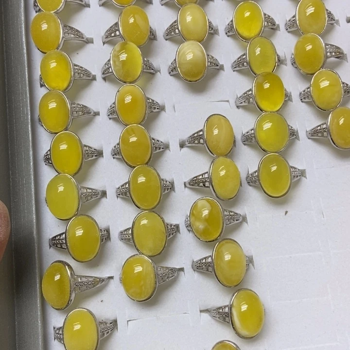 裸石蜜蜡银S925镶嵌多样性发货其一