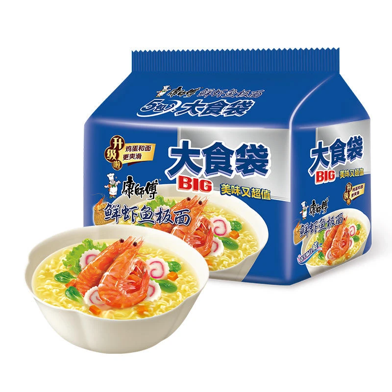 康师傅大食袋BIG方便面鲜虾鱼板面泡面袋装宿舍夜宵速食解馋