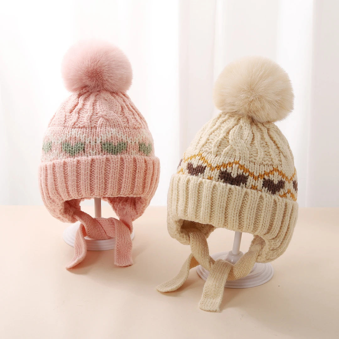 儿童帽子冬季宝宝护耳帽加厚针织毛线帽保暖男女童套头帽秋婴儿帽