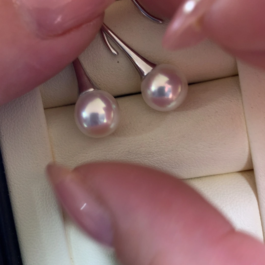 银S925镶嵌海水珍珠耳饰