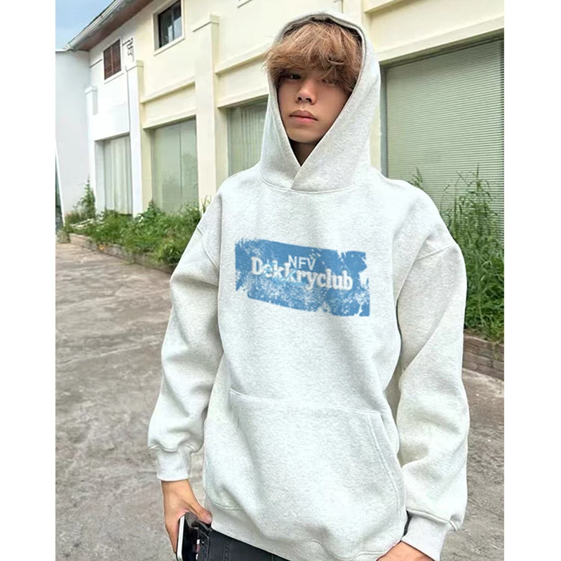 美式高街创意字母印花连帽卫衣男秋冬ins潮牌百搭宽松休闲外套