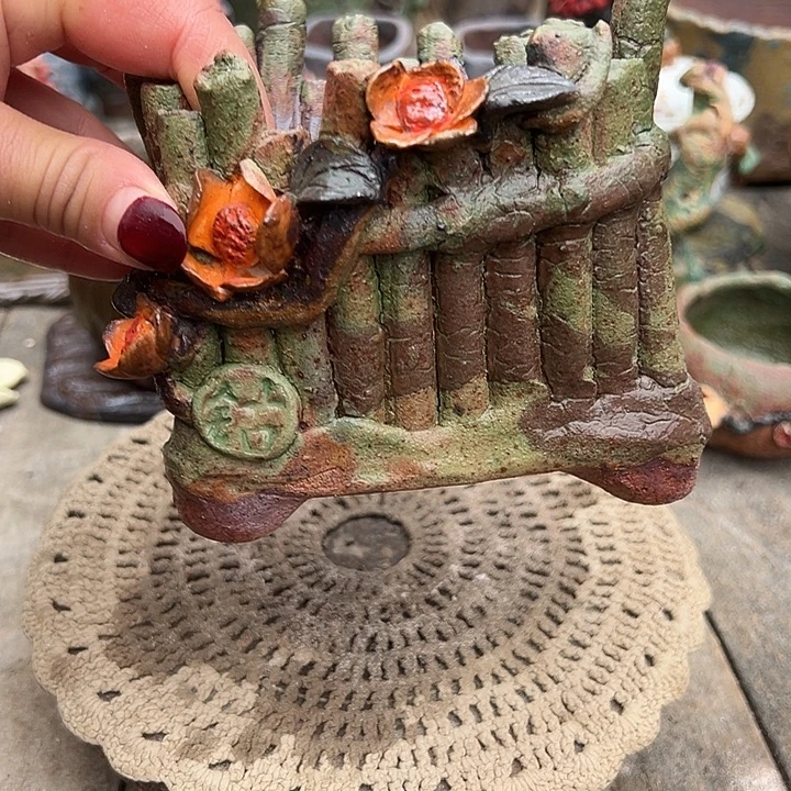 手工粗陶高温花盆