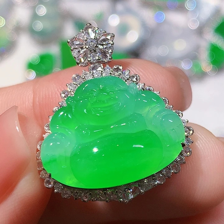 翡翠18K金镶嵌吊坠(不含链)