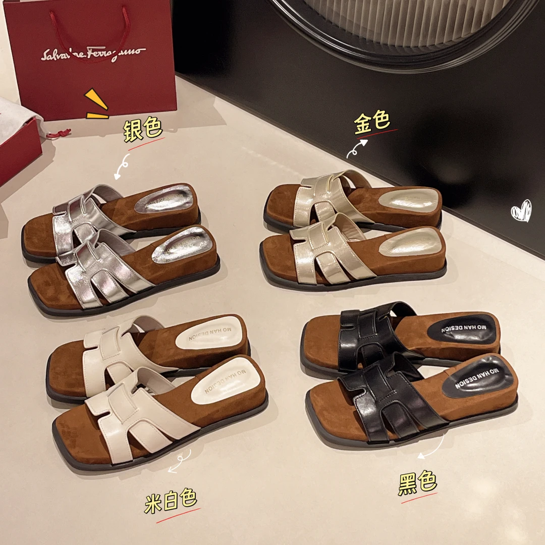 复古增高4CM一字拖鞋女2025夏季新款外穿高级感防滑百搭凉拖鞋潮