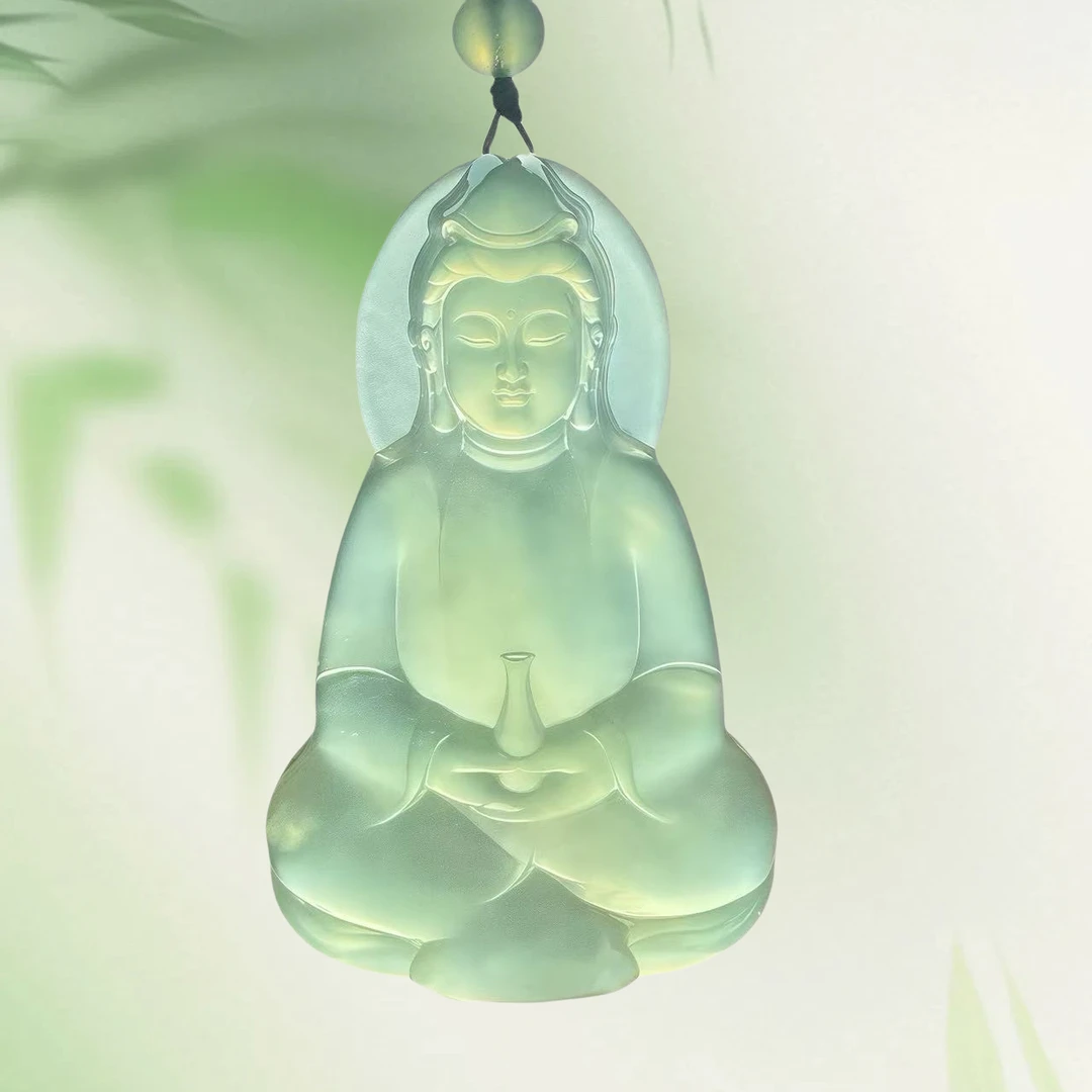 冰禅｜【基地质检发货】天然玉冰玉素衣观音➕108冰玉珠链【周】