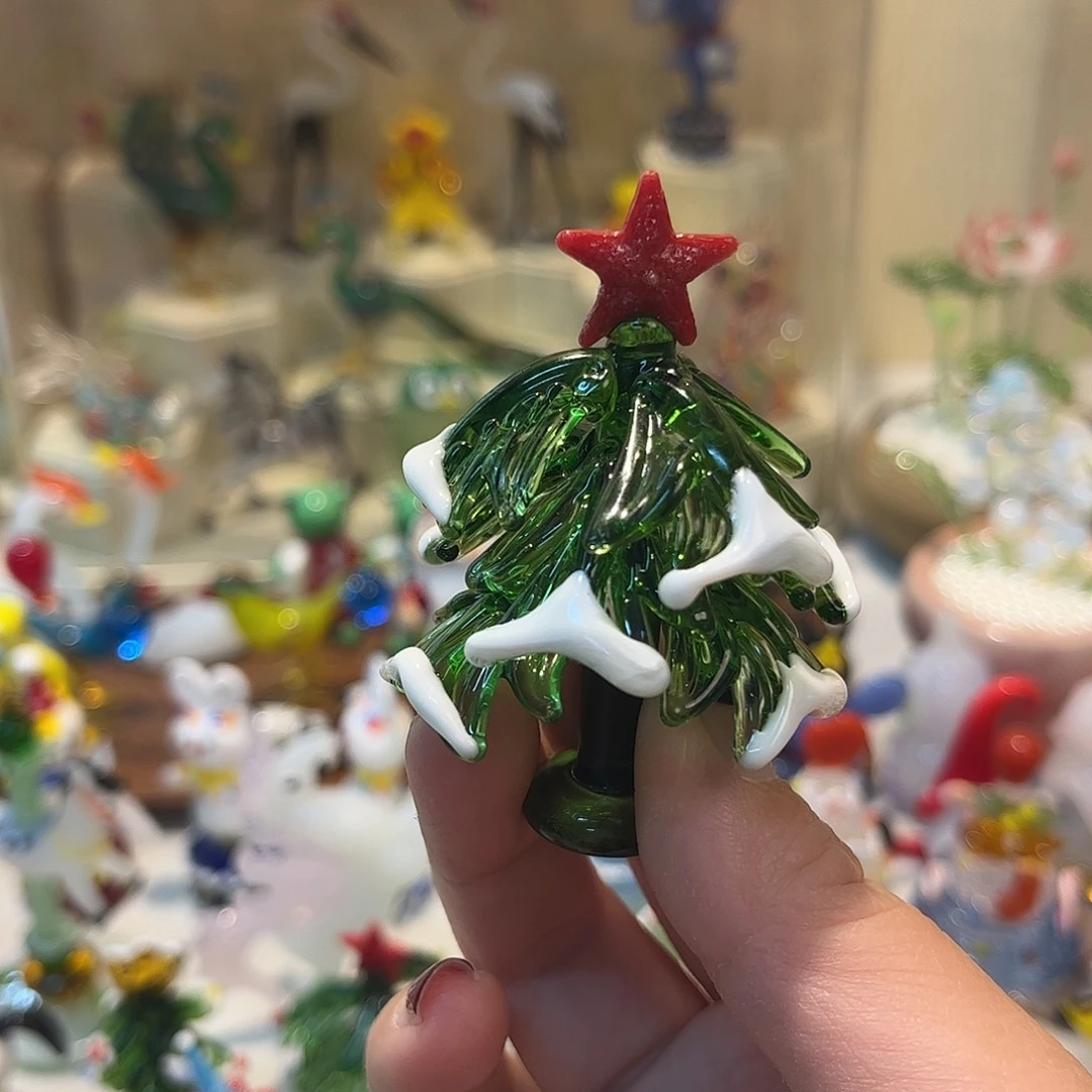 手工艺品琉璃落雪圣诞树