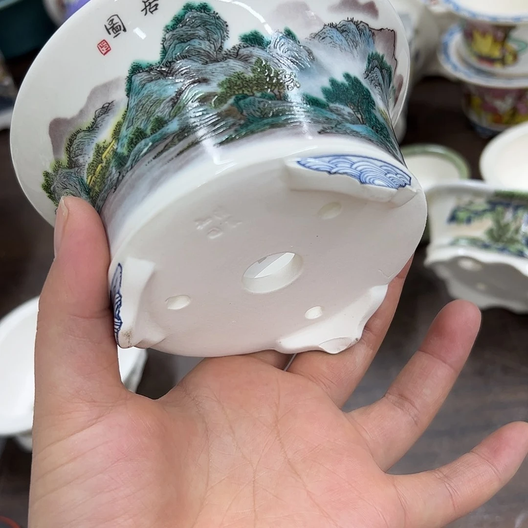 紫砂花盆119号瑕疵13/6.5cm底脚小磕碰