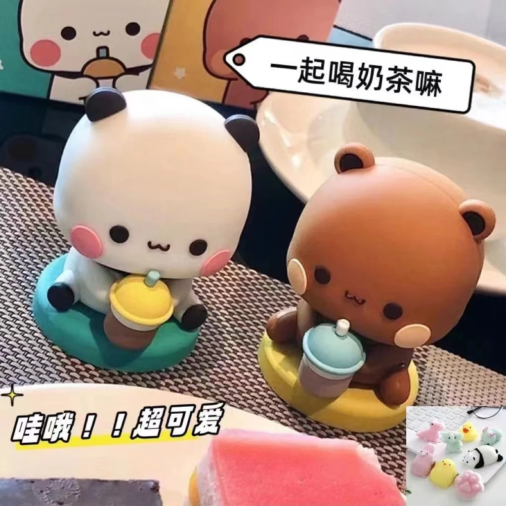 正品熊猫一二布布桌面玩偶可爱手办车载摆件卡通动漫可爱潮玩公仔