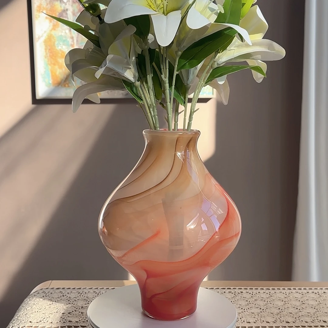 琉璃红色手工琉璃花瓶