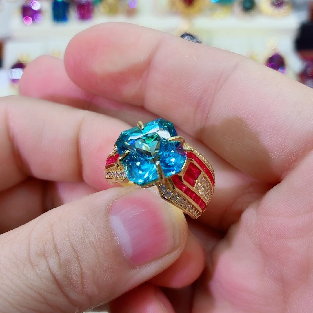 银S925镶嵌戒指托帕石