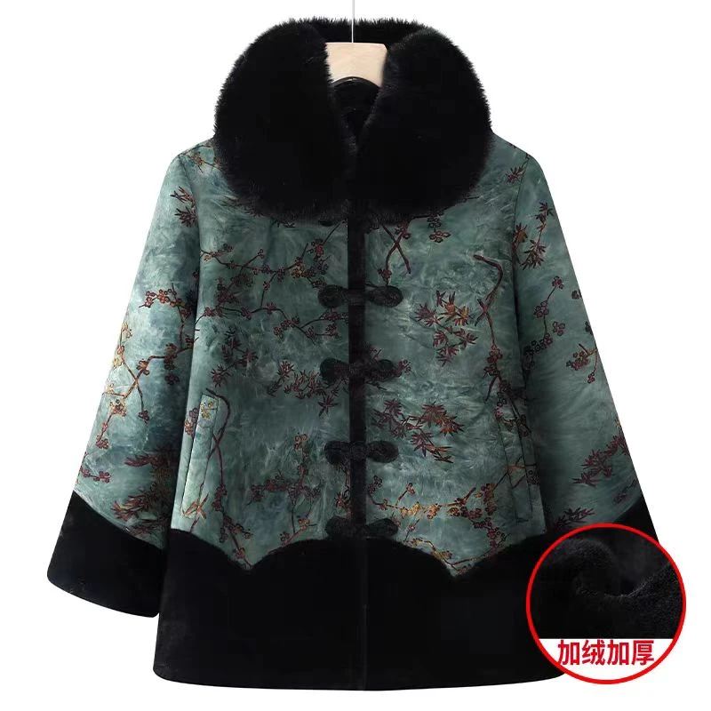 7954冬装毛领棉衣中老年人加绒加厚棉袄保暖上衣老人衣服李世科