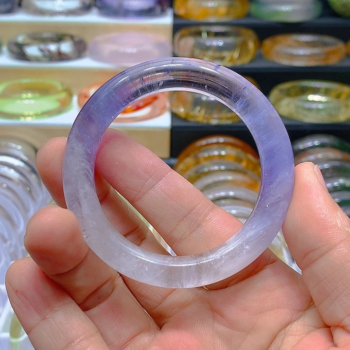 水晶手镯未镶嵌王*天然紫水晶手镯52圈口