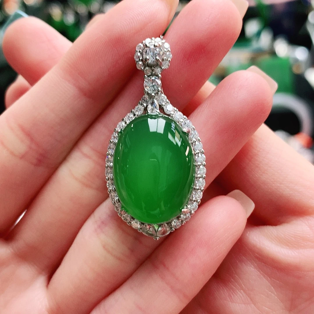 玛瑙/玉髓银S925镶嵌吊坠