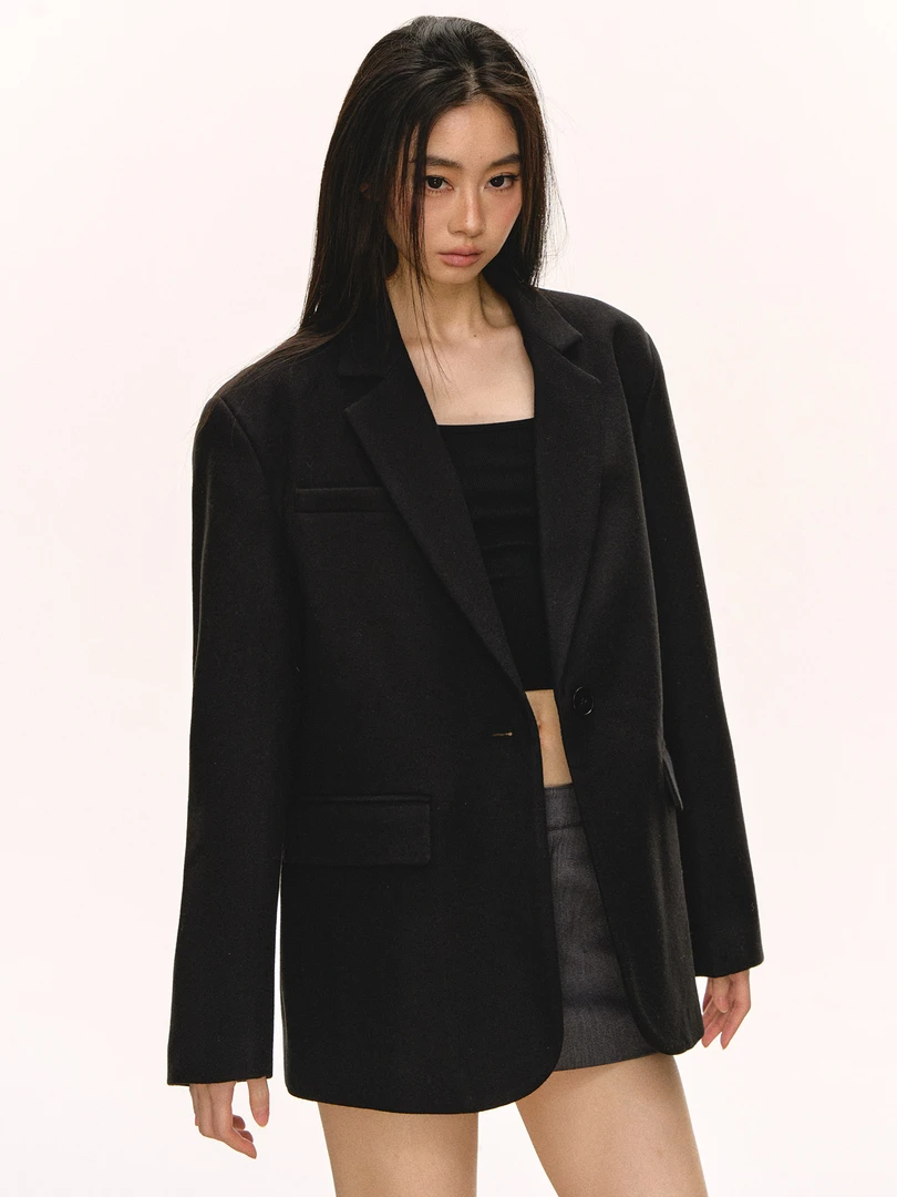 西装外套女秋冬新款黑色巨好看的高级感设计感西服