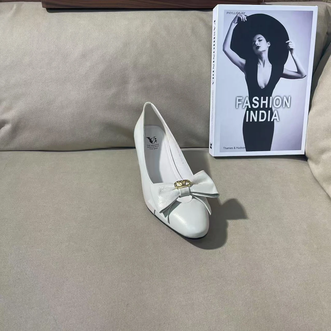 1015【灰姑娘】2025春季新款小圆头时尚休闲低跟浅口牛皮单鞋A【3cm】