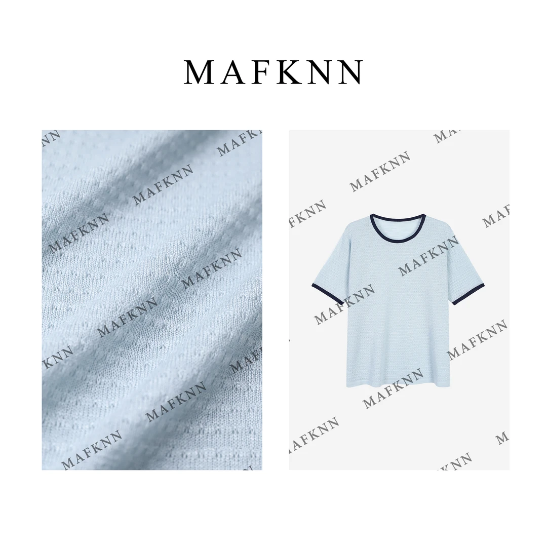 MAFKNN/玛肯时尚休闲简约纯色百搭夏季短袖针织小衫上衣MK12718