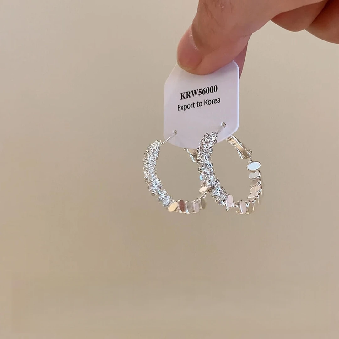 铜合金耳饰 清冷感碎银几两圈圈耳环时尚百搭轻奢气质高级感耳饰