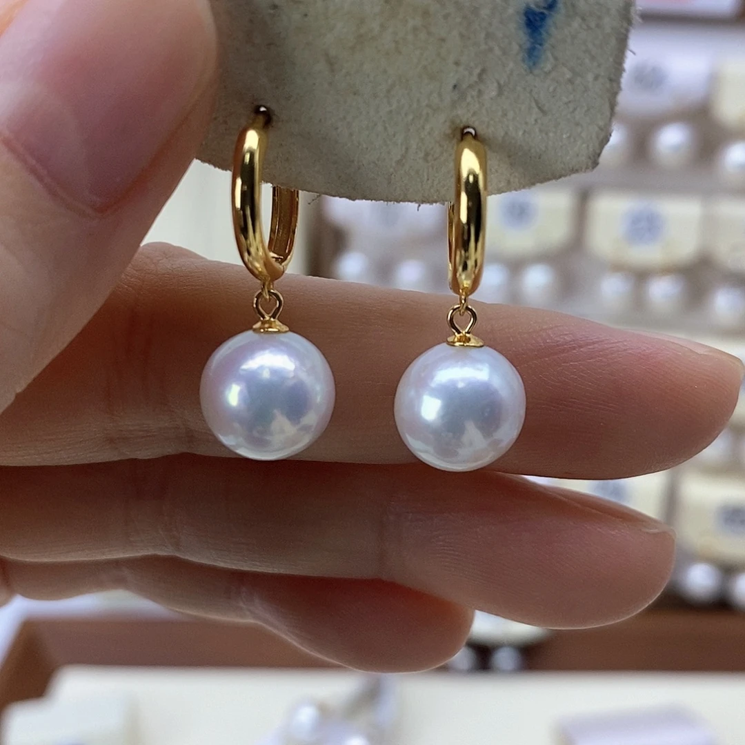 银S925镶嵌淡水珍珠耳饰