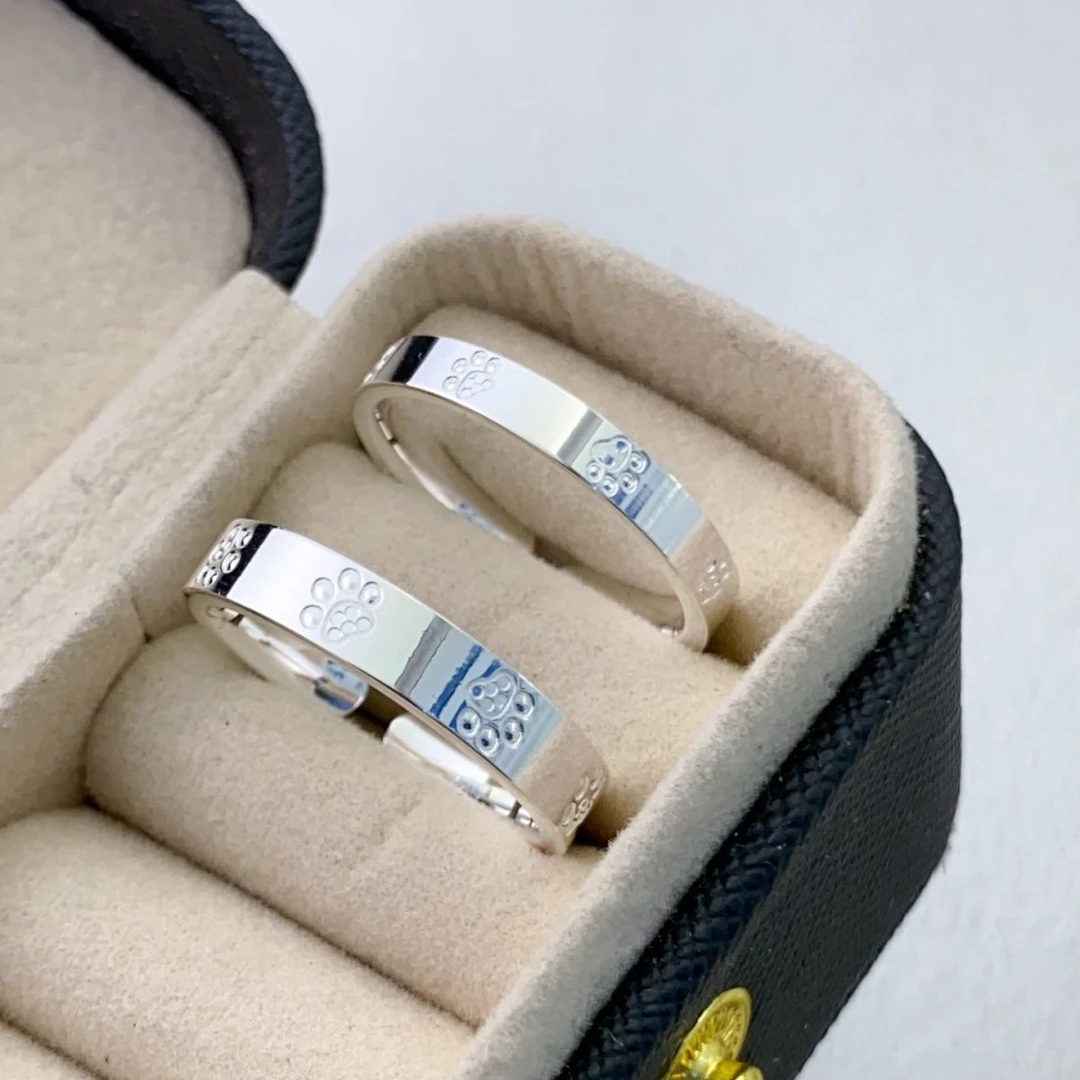 足银戒指 足银999猫爪开口可调节文艺小清新纯银指环戒指最大调节