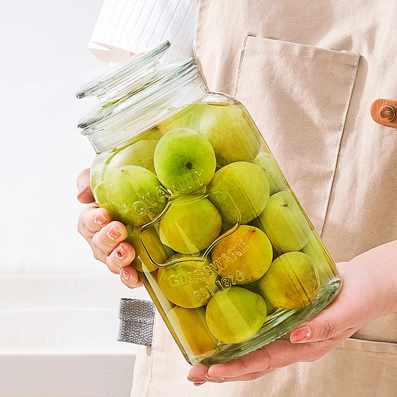 1300ml加厚玻璃密封罐酱料杂粮桶厨房防潮收纳瓶子泡菜坛子泡酒瓶