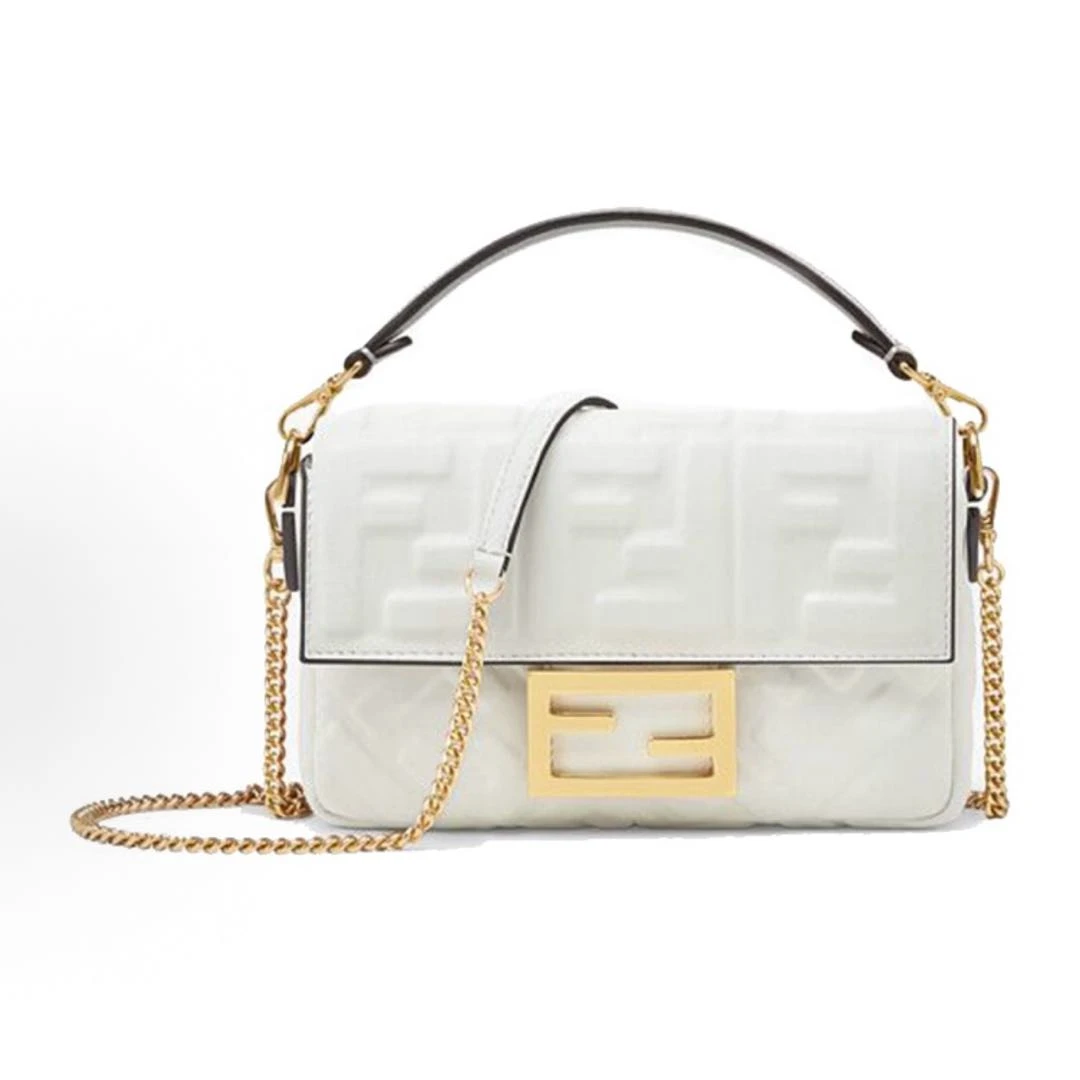 99新 FENDI/芬迪 大吉中古/Fendi芬迪米白mini法棍斜挎包