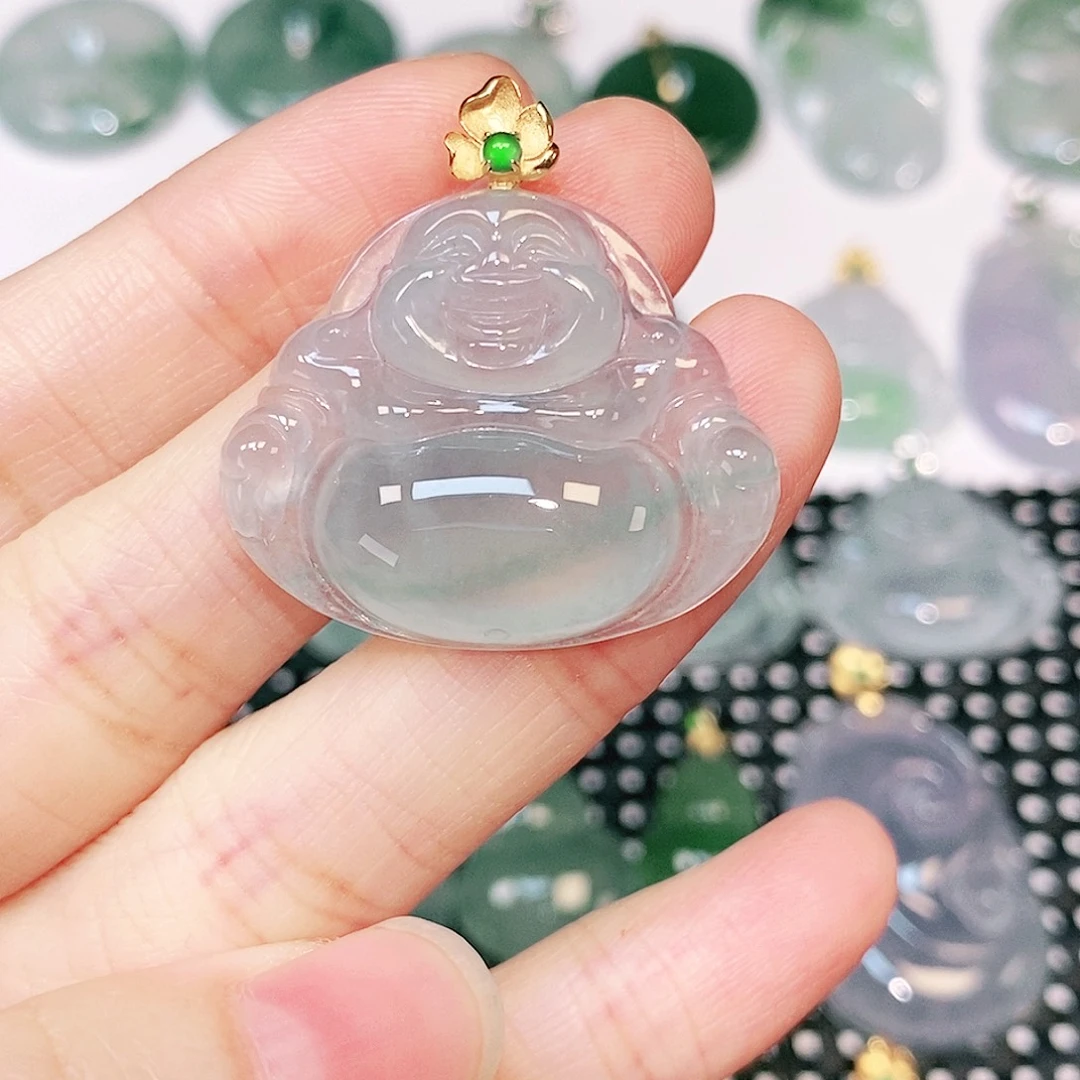 吊坠(不含链)18K金镶嵌翡翠