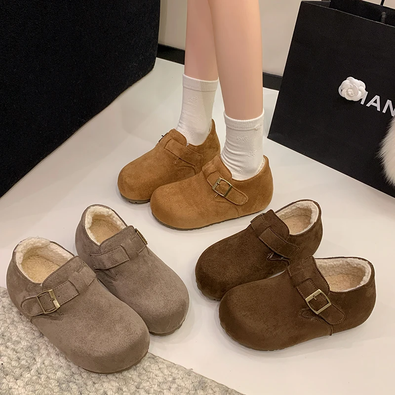 【6CM增高】加绒加厚勃肯鞋女鞋2025冬季新款舒适保暖复古小个子女