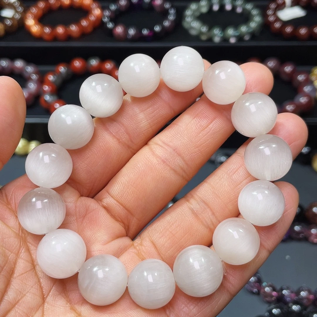 手串未镶嵌水晶白兔毛大颗粒15+m