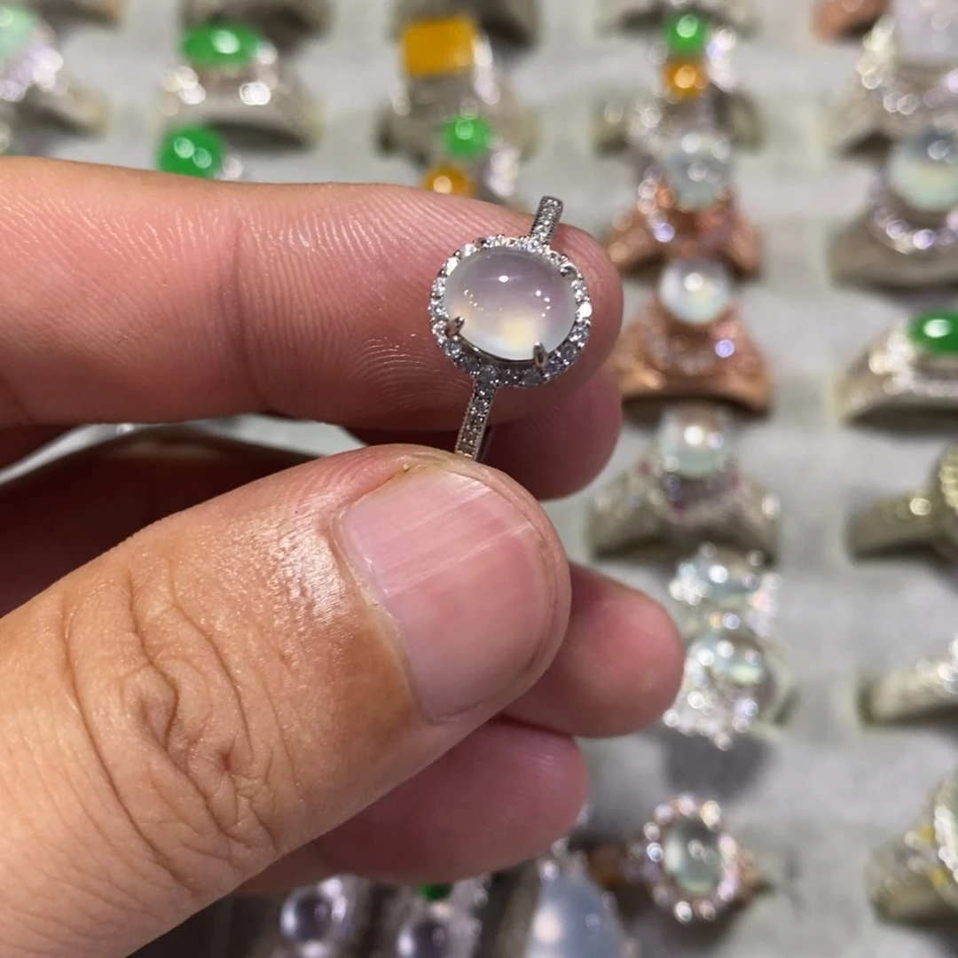 银S925镶嵌戒指翡翠戒指