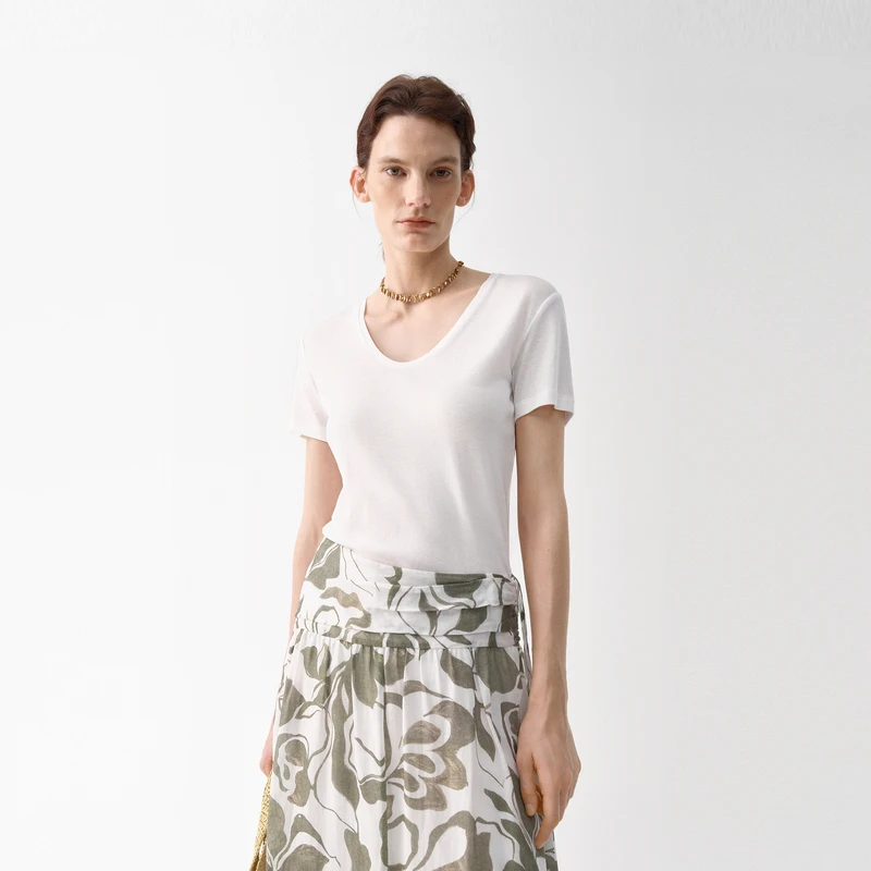 【商场同款】edition2025夏季新款天丝棉U领T恤#EBE2TEE009