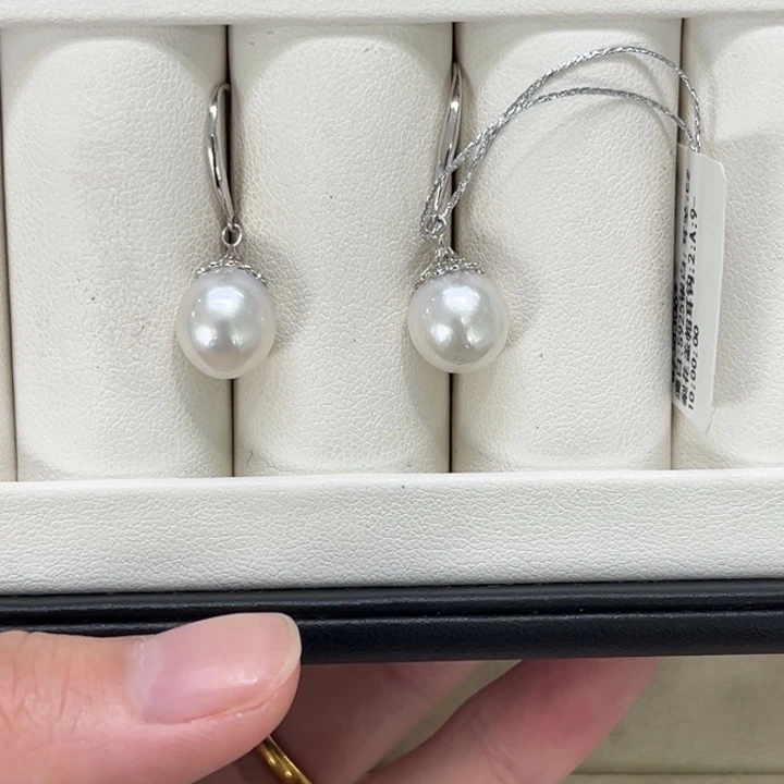 耳饰银S925镶嵌海水珍珠澳白9-10mm 30