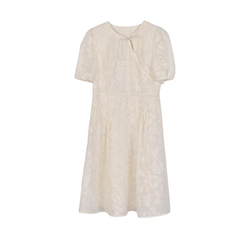 【小魏】夏季连衣裙女国风泡泡袖改良旗袍裙25L7708