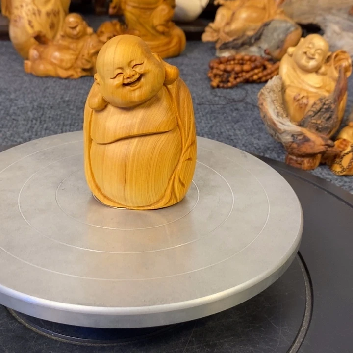 柏木（崖柏）崖柏弥勒佛手把件小摆件