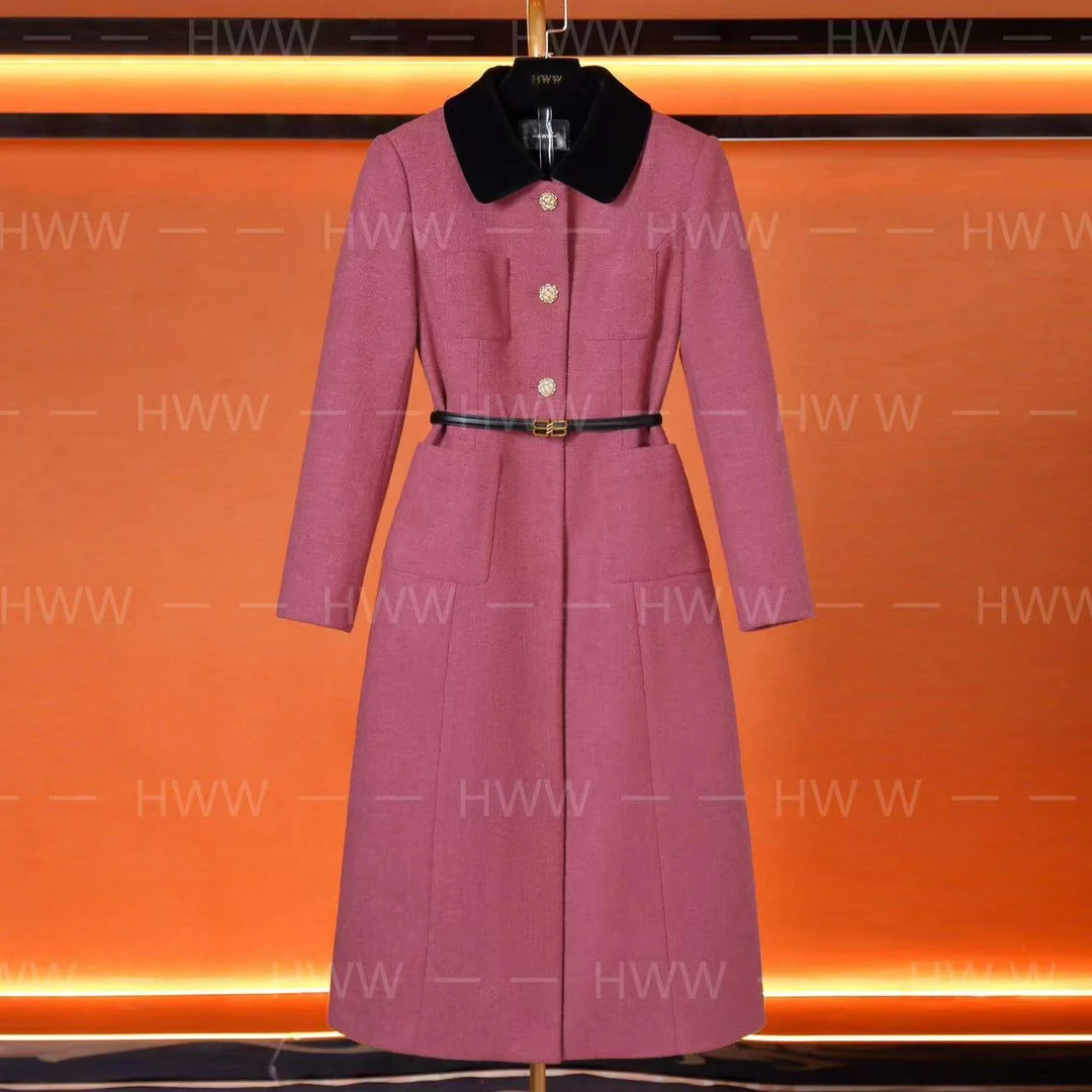 白鹅绒(袖子有绒)潮流时尚法式收腰长款羽绒服DHZFF406991