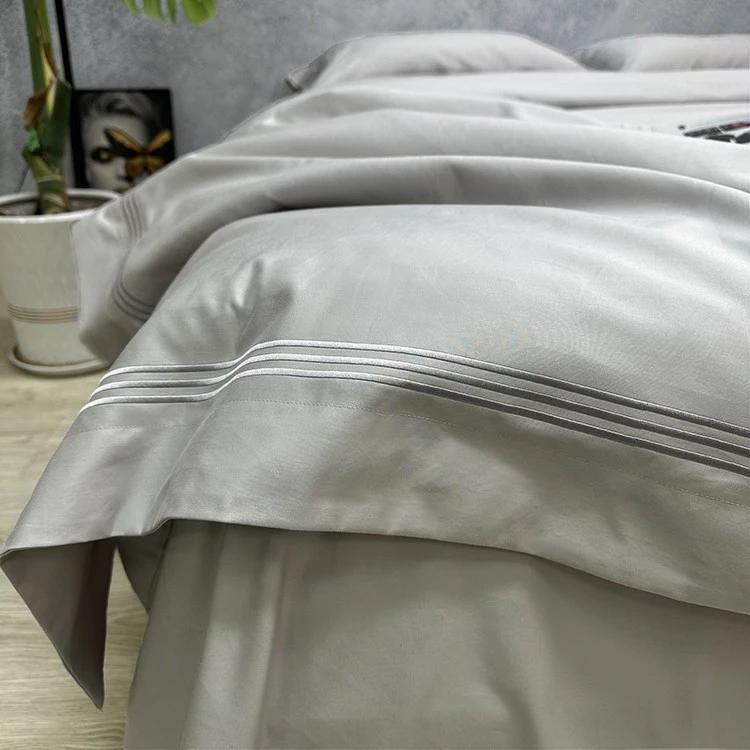 极简轻奢 埃及长绒棉140支1500根床品四件套全棉刺绣被套床单枕套
