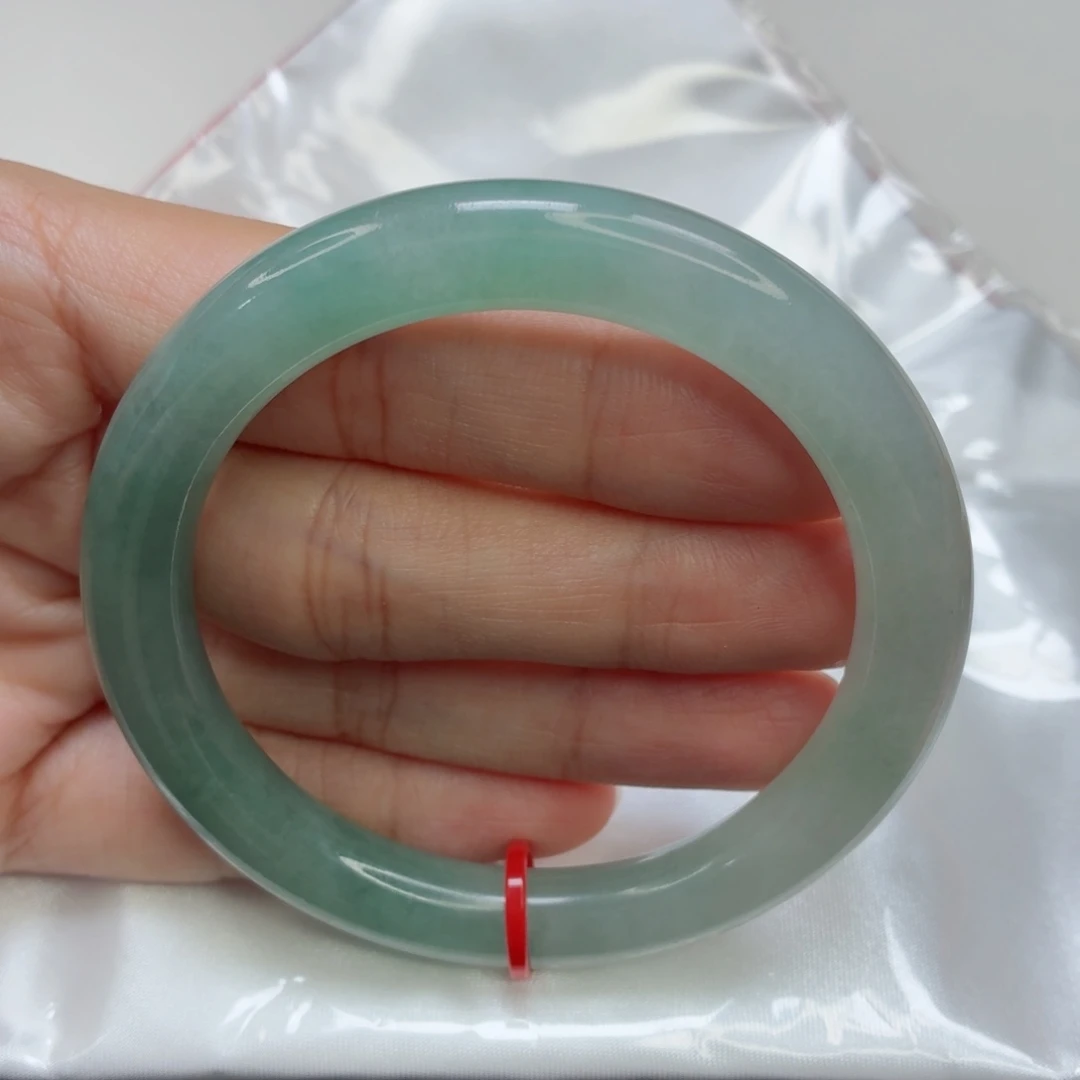 翡翠未镶嵌手镯老坑55圈冰油青半山水008