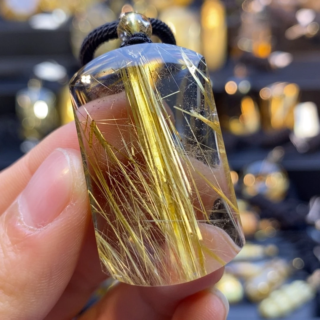 水晶颈饰未镶嵌天然钛晶无事牌