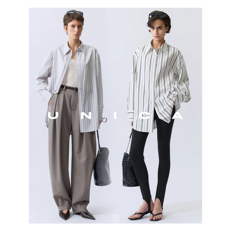 UNICA/经典条纹博主造型_日本进口色织条纹衬衫上衣