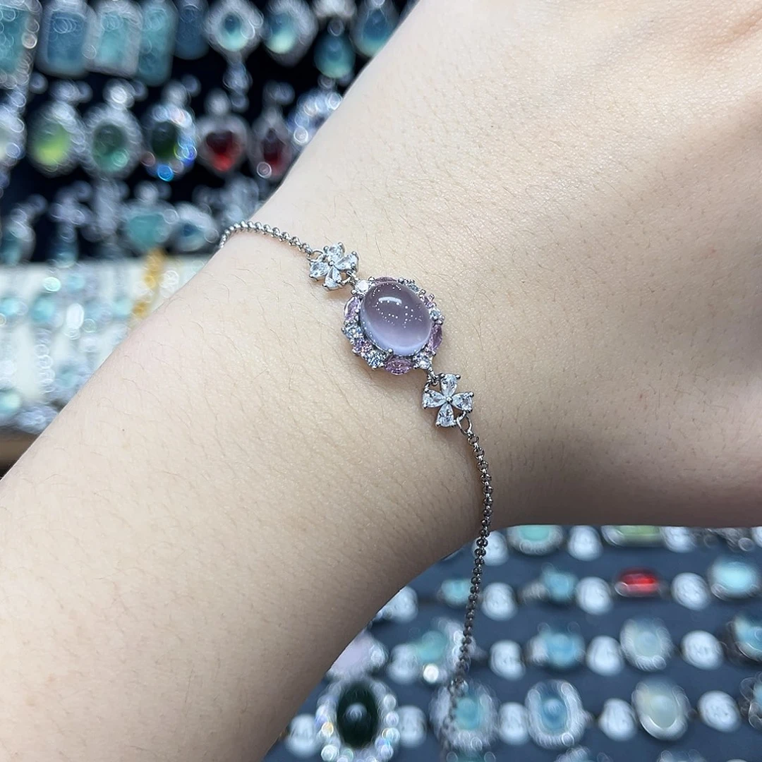 萤石手链银S925镶嵌繁花