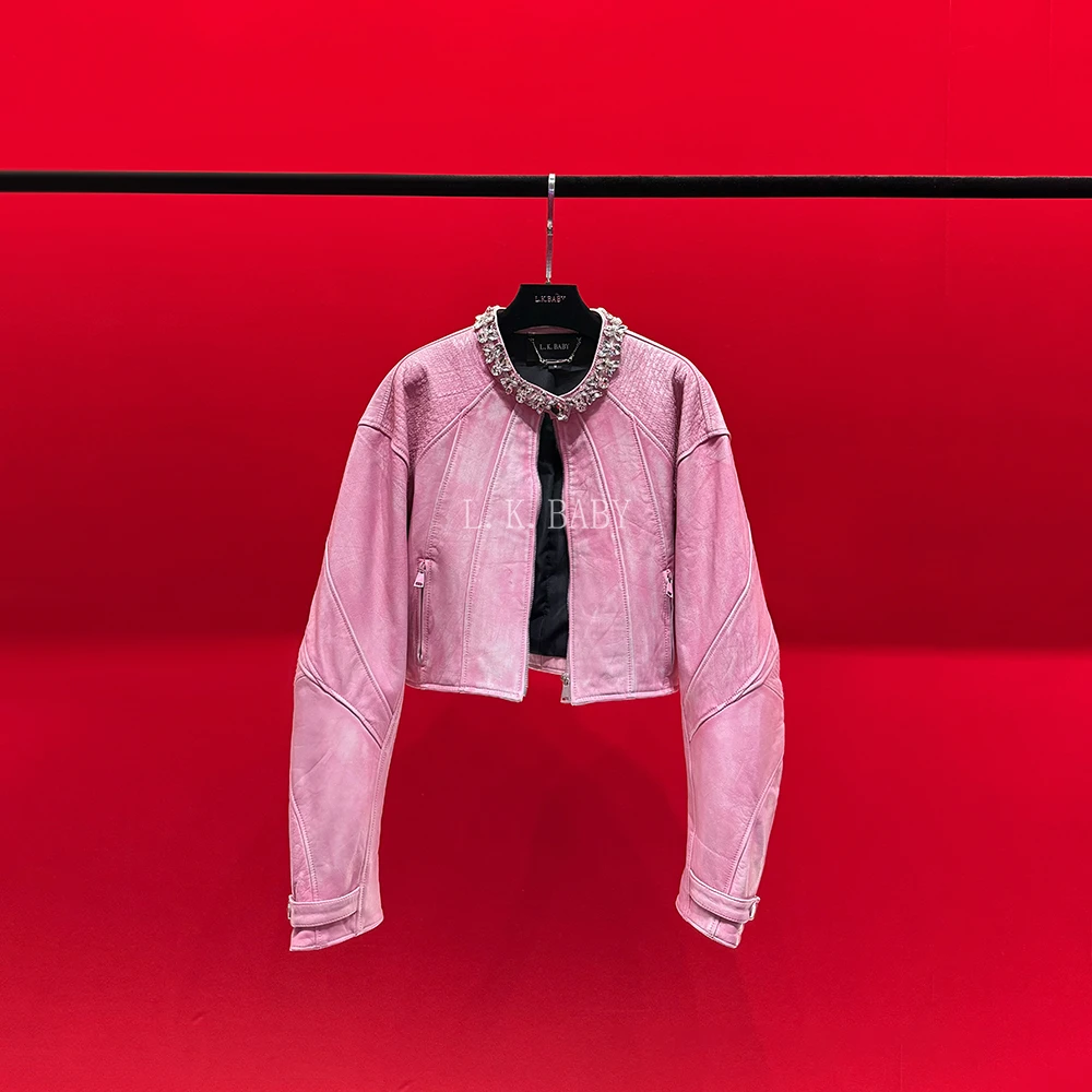 【L.K.BABY】 泛滥温柔 时髦高级感甜酷千金艺术分割线夹克皮衣外套