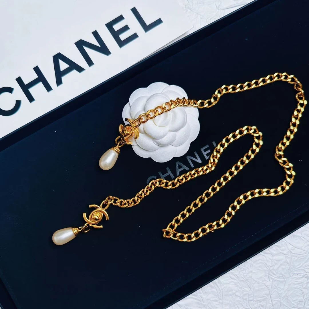95新 Chanel/香奈儿 柚礼中古/香奈儿书包扣素金珍珠项链LE501008