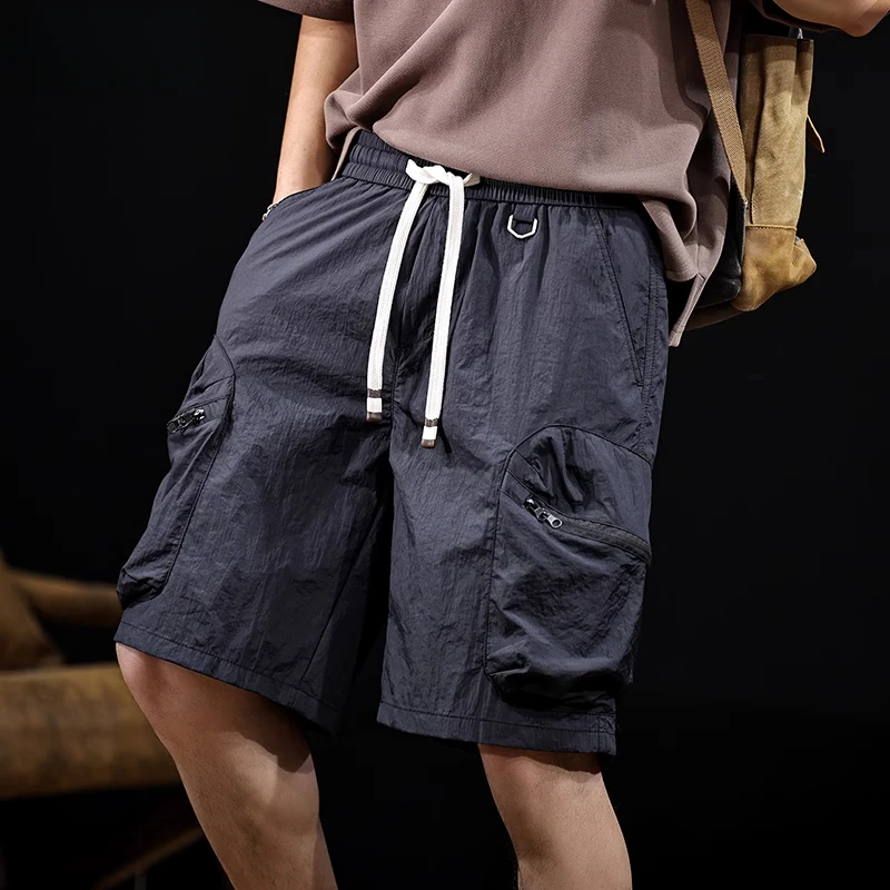 新款冰丝速干机能工装短裤男2025夏季潮牌宽松大码男士休闲五分裤