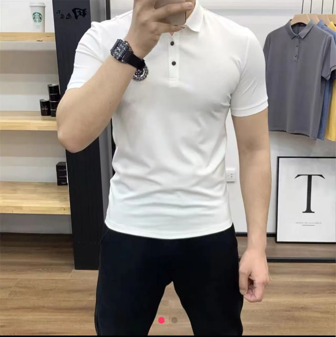 【领士】男士夏季凉快休闲修身高品质黑白时尚翻领PPOLO衫2938