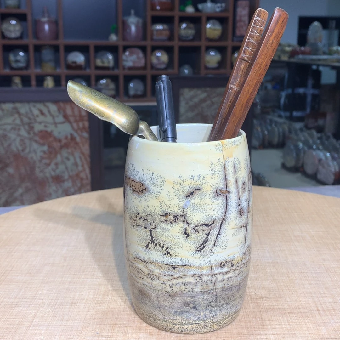 紫砂花瓶广西国画石，观赏收藏