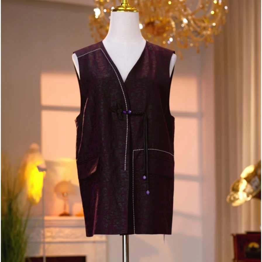 香云纱高定时尚气质减龄马甲  250158