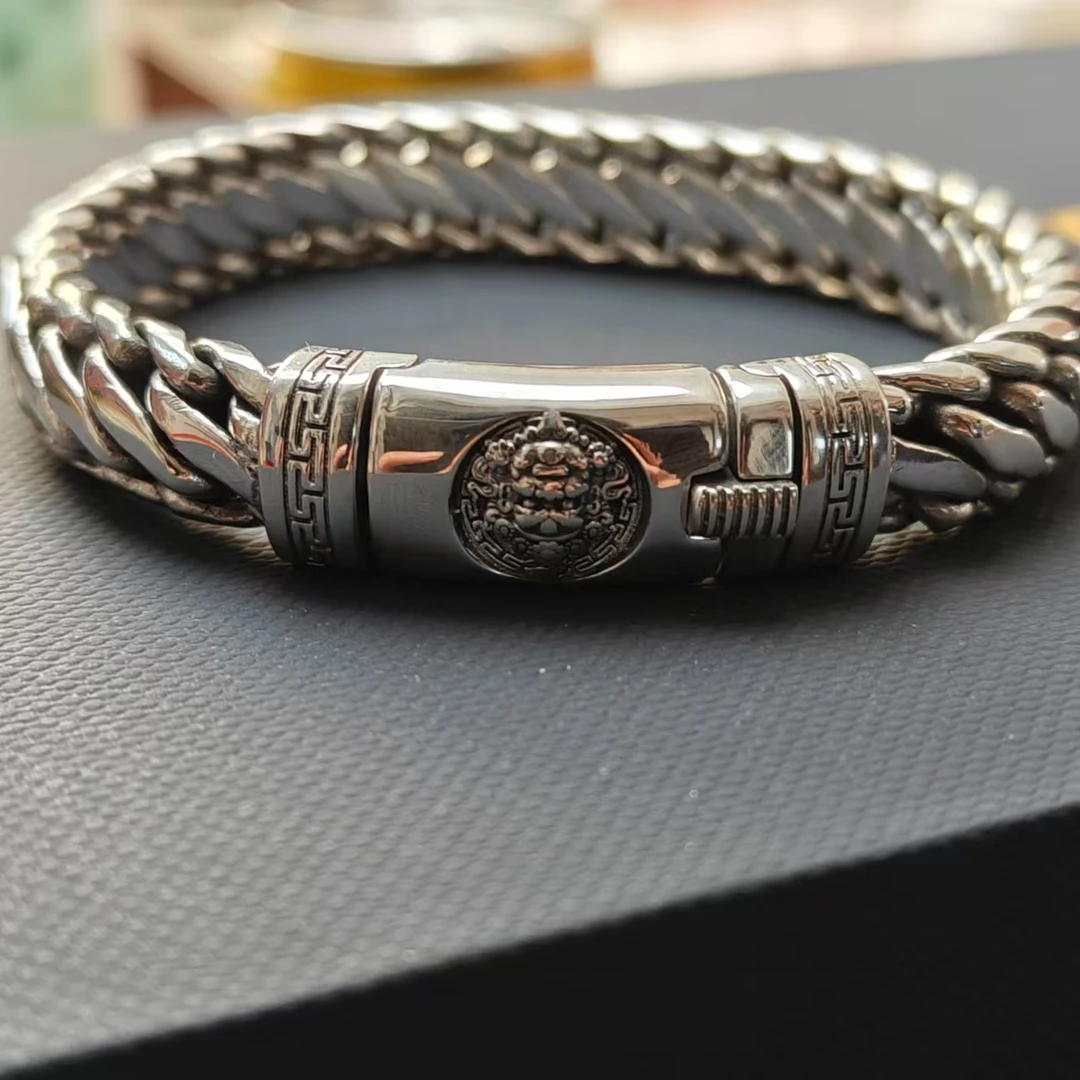 足银手镯 黄老爷条纹手串手镯