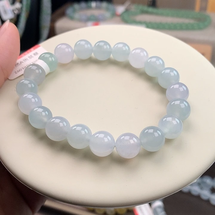 翡翠未镶嵌手链冰胶润，品质高，炸