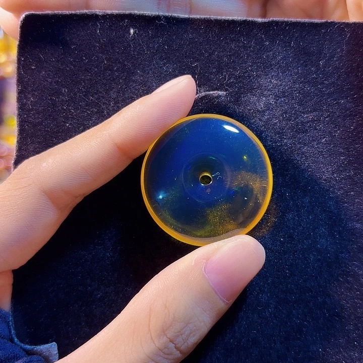 未镶嵌蓝珀珠宝奇石墨西哥蓝珀平安扣